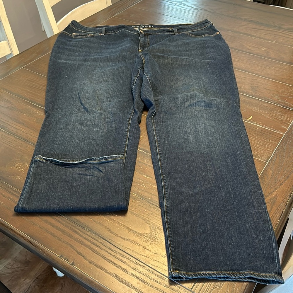 Lands End Mid Rise Straight Jean.  Medium wash. Size 24W
